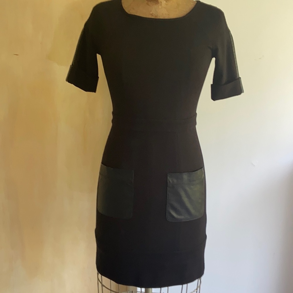 Cynthia Steffe black faux leather dress size 0